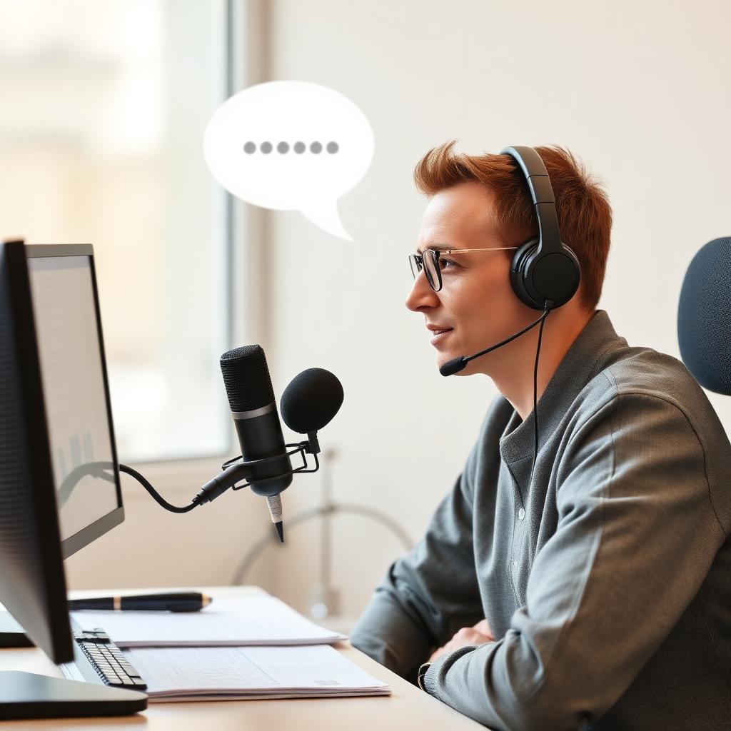 Pessoa praticando conversação com headset